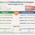 Aligners vs Traditional braces. Restore Dental Gurgaon.