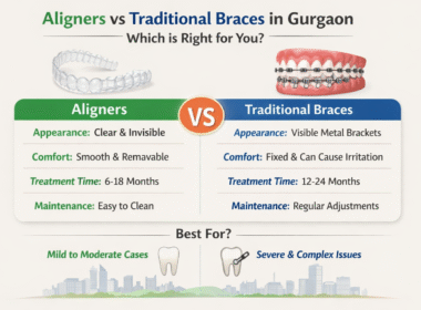 Aligners vs Traditional braces. Restore Dental Gurgaon.